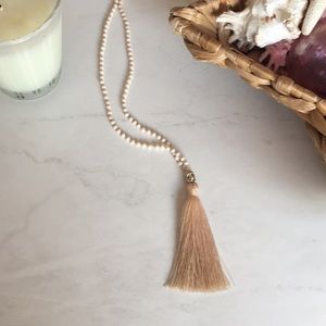 Pale pink tassel necklace